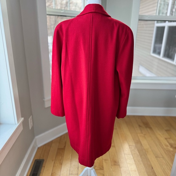 Vintage Michelle Stuart Cardinal Red Double Breast Shawl Collar Wool Trench Coat - Picture 5 of 16